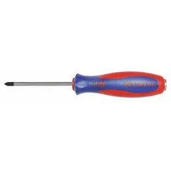 This demolition screwdriver features a #1 Phillips tip and is designed for heavy-duty prying, chiseling, and screwdriving in construction and demolition tasks. It is not ESD safe, not tether capable, and not insulated. The ergonomic handle provides a secure grip for industrial maintenance and framing applications.