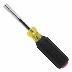 This metric pass-through nut driver features a hollow hex design that allows it to slide over long threaded rods or studs. The hex tip drives hex nuts and bolts in assembly and maintenance tasks where clearance is needed. It is supplied without a magnetized tip.