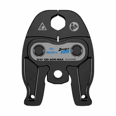 This forged steel press jaw is designed for use with ZoomLock® MAX and MILWAUKEE compact press tools. It accommodates 3/4 in pipe for pressing fittings in HVAC and refrigeration systems. The jaw construction provides secure, leak-free connections on copper and other tubing.