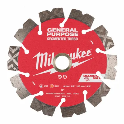 MILWAUKEE 5 in Diamond Saw Blade, 5/8-7/8 in Arbor - Concrete & Asphalt-Cutting Blades