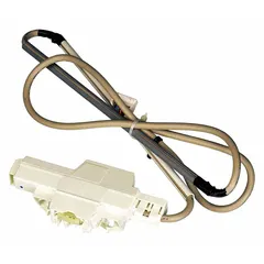 Door latch assembly for Whirlpool washing machines and dryers. Secures the lid during operation to prevent opening while the machine is running. Used as a replacement part for models requiring this specific latch mechanism.