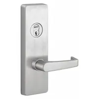 This stainless steel lever trim is designed for use with exit push bars on commercial doors. It is ADA compliant and finished in silver. Suitable for doors up to 48 inches wide, it provides a code-compliant egress solution for various commercial applications