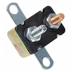 The BUSSMANN CBC-50B is a heavy duty circuit breaker with a stud terminal connection, rated for 14V DC and an interrupt rating of 1.5 kA at 14V DC. It provides overcurrent protection in DC electrical systems, commonly used in automotive and industrial applications such as trucks, buses, RVs, and off-road equipment.