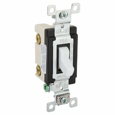 BRYANT Wall Switch: Toggle Switch, Double Pole, Maintained, White, 120/277V AC - Toggle Wall Switches