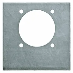 This support plate is a fleet and vehicle maintenance component designed for use with rope ring assemblies. It provides a low-profile mounting surface for securing or guiding ropes, cables, or straps in heavy-duty truck and trailer applications. The plate measures 6 1/2 inches in overall length, 6 7/16 inches in overall width, and 1/8 inch in height, with a rope ring type configuration.