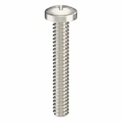 Pan head machine screw with #6-32 thread, 7/8 in length, made from 18-8 stainless steel with plain finish. Features a Phillips drive with #2 drive size. Supplied in a 50-pack. Commonly used for fastening components in machinery, electrical enclosures, and industrial assemblies.