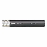 This flexible metal conduit provides liquid-tight protection for wiring in environments with extreme temperatures. Suitable for industrial settings where exposure to moisture and mechanical stress occurs. Black finish. 2-inch trade size, 25-foot nominal length