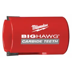 This wood-cutting hole cutter has a 1-3/4 in saw diameter with 3 teeth and a 5/8-18 thread size. It cuts up to 2-1/8 in deep in wood materials. Used for cutting clean holes in wood for conduit, cable, or plumbing runs.