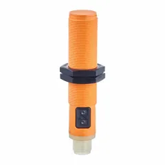 Capacitive cylindrical proximity sensor with built-in M12 connector, 18 mm diameter, 3 wires, 4-pin configuration. Operates on 10-36V DC supply. Detects metallic and non-metallic objects including liquids, plastics, and powders. Suitable for contactless sensing in level monitoring, packaging, and material handling.