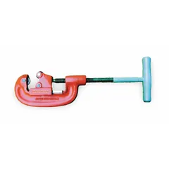 Standard wheel cutter for cutting copper pipe with outside diameters from 3/16 in to 2 in. Tool length is 20 in. Suitable for plumbing, HVAC, and mechanical maintenance applications requiring clean, square cuts on soft metal tubing.