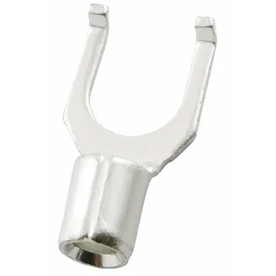 OEM Fork Terminals: Bare, #6 Stud Size, 12 AWG – 10 AWG Wire Range, Flanged Fork - Non-Insulated Fork Terminals