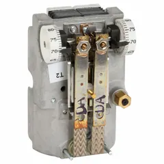 JOHNSON CONTROLS Pneumatic Thermostat: 55° to 85°F (Day/Night), Vertical, No, Day/Night, T-4506-204. Key specifications — Pneumatic Thermostat Type: Day/Night; Temperature Control Range: 55° to 85°F (Day/Night); Number of Pipes/Air Flow Output: 2 Pipes, High Volume; Thermostat Action: Direct - 15 psig (Day), Direct - 20 psig (Night); Mounting Direction/Includes Cover: Vertical, No; Brand: JOHNSON CONTROLS.