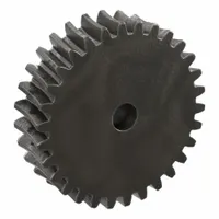 Metric worm wheel with module m 2.5, 20° pressure angle, right-hand helix, and non-ground tooth finish. Made of cast iron. Used in power transmission systems for speed reduction and torque multiplication, commonly applied in conveyors, indexing tables, and industrial machinery