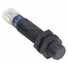 Shielded inductive proximity sensor with built-in connector and 3-wire configuration. Operates on 12-48V DC supply voltage. Suitable for non-contact detection of metal objects in industrial automation applications such as manufacturing, packaging, and material handling.