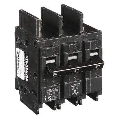 SIEMENS Miniature Circuit Breaker: 30 A Amps, 240V AC, 3 Poles - BQ & BQH Series, Bolt-On Siemens Miniature Circuit Breakers