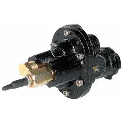 Direct-drive rotary gear pump head with cast iron body and steel/stainless steel internals. Features 3/8" FNPT ports and includes a relief valve. Designed for 48 motor frame size, handling fluids up to 500 SUS maximum viscosity. Suitable for fluid transfer and circulation in industrial carbonation systems.