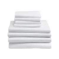 This pillowcase is made of 55% cotton with a T180 thread count, solid white color, and flat corner design. Overall length is 42 inches and width is 34 inches. Suitable for use in hospitality, healthcare, and institutional settings