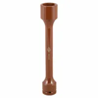 This torque limiting socket stick is designed for use with 3/4 in size air impact tools. It features a 1-5/16 in size and is constructed from chrome molybdenum steel with a brown finish. Commonly used in automotive and heavy equipment maintenance to ensure consistent torque application when tightening wheel lug nuts