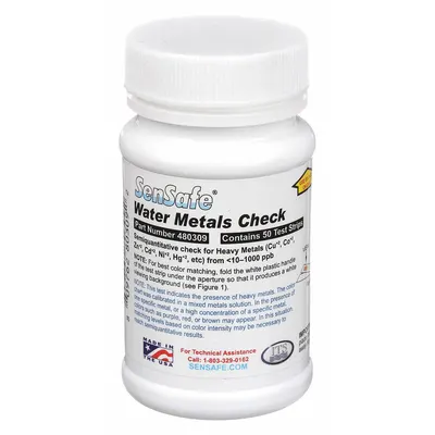 INDUSTRIAL TEST SYSTEMS Test Strips: Metals, 10 to 1,000 ppb Metals, Sensafe, 50 Tests - Single-Parameter Test Strips