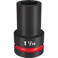 MILWAUKEE Deep Impact Socket: 1 in Drive Size, SAE, 1 1/16 in Socket Size, 6-Point, Deep, Friction (MPN 49-66-6505)