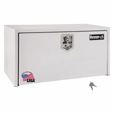 BUYERS PRODUCTS Single Drop-Down Door Box, White Steel, Keyed Lock, 1702400 - Single Drop-Down Door Boxes