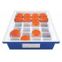 Tray: 13 in Overall Wd, 3 1/4 in Overall Ht, 18 7/8 in Overall Lg, Polystyrene, Blue/White (MPN 120172)