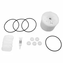This air valve repair kit is designed for servicing the air valve on Graco double diaphragm pumps. The kit includes lubricant and replacement components to restore proper air-valve function. It is used in industrial fluid-handling applications such as chemical transfer and paint circulation.
