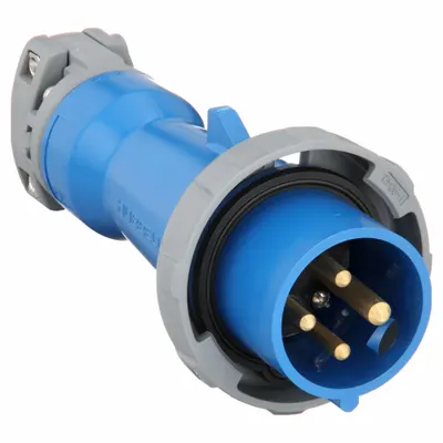 HUBBELL Pin and Sleeve Plug: Blue, 250V AC, Three Phase, 20 A, 3 Pole, 4 Wire - Watertight Plugs