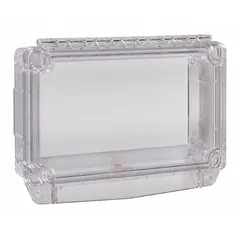 Clear polycarbonate guard for indoor intercom stations. Protects against vandalism and accidental damage. Surface-mounts on walls with included hardware. Overall depth 2 1/4 in.