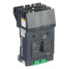 3-pole, 50 A B-Frame molded case circuit breaker rated 525V AC with a 25kA interrupting rating at 277/408V AC. Features fixed instantaneous trip, ABC phase connection, and aluminum mechanical lug terminals on the load end. Suitable for overcurrent protection in power distribution panels, motor control centers, and switchboards.