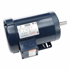 Totally enclosed fan cooled (TEFC) 3-phase AC motor with rigid base mount. Rated 1 1/2 hp, 200V AC, 1,750 RPM, 5.2 A full load current at 60 Hz. Suitable for industrial applications such as pumps, fans, conveyors, and compressors.