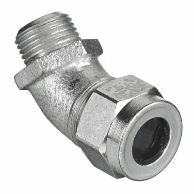 HUBBELL WIRING DEVICE-KELLEMS Liquid Tight Cord Connector: Steel, 1/2 in MNPT, 0.50 in to 0.63 in, Silver - 45° Metallic Cable Grips