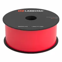 Thermal transfer continuous label roll in red gloss vinyl, 2 inches wide by 150 feet long. Rated for indoor and outdoor use. Compatible with the LabelTac Pro 2 printer (MPN LT204). Used for industrial labeling such as pipe marking, safety signage, and equipment identification