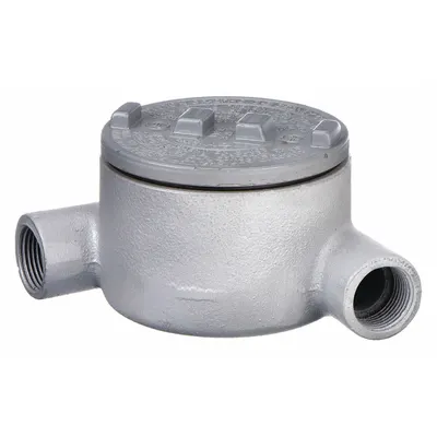 APPLETON ELECTRIC Conduit Outlet Body: Iron, Triple Coat Epoxy Coating, GR, 1 in Trade Size - N Round Body - 90° Elbow Type