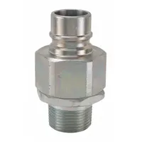 Steel hydraulic quick-connect coupling plug with 1"-11-1/2 male NPT threads and fluorocarbon seal. Rated for maximum flow of 132.48 lpm. Used in high-pressure fluid systems for rapid connection and disconnection of hose lines in industrial machinery and mobile equipment