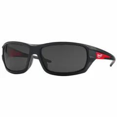 Full-frame safety glasses with black frame and gray lenses. Padded comfort-fit design for extended wear. Suitable for general industrial eye protection in environments requiring impact resistance.