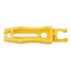 This insulated fuse puller is designed for removing and installing 1/4 in and 1/2 in long automotive fuses. It is used in vehicle fuse boxes and electrical systems to safely handle fuses without risk of short circuits or electric shock.