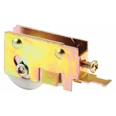 This hanging door roller is designed for sliding door applications in residential or light commercial settings. It measures 2 1/8 inches in length and 3 3/4 inches in width, with a maximum weight capacity of 60 pounds.