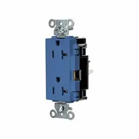 HUBBELL Receptacle: Decorator Duplex, 5-20, Blue, 125V AC, 20 A, 2 Pole / 3 Wire (MPN DR20STBL)