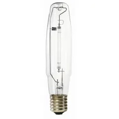 High-pressure sodium lamp with ED18 shape and Mogul Screw (E39) base. Operates at 251 W and 110 V, producing a 2100K warm amber light. Suitable for industrial and outdoor applications such as street lighting, parking lots, and warehouse illumination where color rendering is not critical.