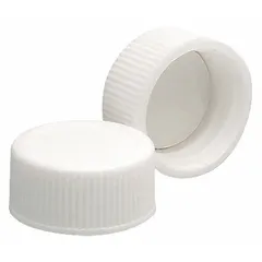 White opaque polypropylene screw cap with 20-410 mm closure size. Suitable for sealing containers in laboratory and industrial storage applications. Pack includes 200 closures.