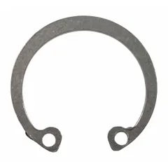 Steel snap ring used as a replacement component in Dayton pallet jacks. Retains internal assemblies within the jack structure. Suitable for maintenance and repair of compatible pallet jack models in warehouse and industrial material handling environments.