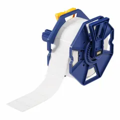 White matte-finish precut label roll with 1 in label height and 1 29/32 in label width. Designed for use with the J7300 printer series. Suitable for cryogenic labeling applications requiring extreme cold resistance, such as industrial asset identification, pipe marking, and inventory tracking.