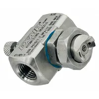 This external mix air-atomizing spray nozzle from EXAIR delivers a flow rate of 0.8 scfm and produces a narrow angle flat spray pattern at 15 inches. It features a 1/4 in FNPT connection and is constructed from stainless steel. Typical applications include industrial coating, humidification, cooling, parts cleaning, and lubrication processes