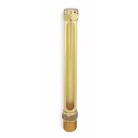 This vented oil level gauge provides a clear visual indication of oil level in industrial equipment such as gearboxes, compressors, and hydraulic reservoirs. It features a 4 1/4 in sight height, 3/8" NPTF male connection, and a Buna N seal rated for 250°F maximum temperature. Compatible with the G300 Series, this gauge does not include a thermometer