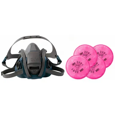 3M Half Mask Respirator Kit: 4 Cartridges Included, (4) P100 Filter, Silicone - 3M Half-Mask Respirators