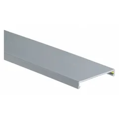 PVC wiring duct cover designed for use with 1/2 in wiring duct. Snaps on or hinges over the duct to enclose and protect cables in electrical panels, control cabinets, and industrial enclosures. Gray, 72 inches long.