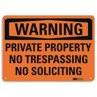 LYLE Danger Sign: Aluminum, Mounting Holes Sign Mounting, 7 in x 10 in Nominal Sign Size - Warning: Private Property No Trespassing No Soliciting Signs