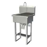 SANI-LAV Wash Station: 46 1/2 in Overall Ht, 20 in Bowl Lg, 9 in Bowl Dp, 2 gpm Flow Rate, 16 ga (MPN 524FK2)