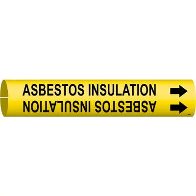 BRADY Asbestos Insulation Snap-On Pipe Marker - Asbestos Insulation Snap-On Pipe Markers